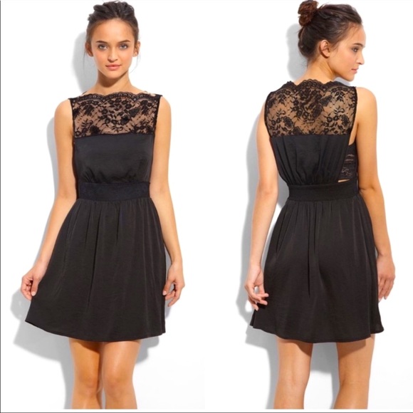 Free People Tea for Two Black Lace Dress